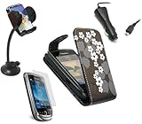 iTALKonline CAR DRIVE Pack BLACK WHITE FLOWER Clip On Flip Case/Cover/Skin, ....