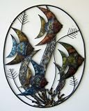 Metal Wall Art Large Angel Fish Oval Sculptures