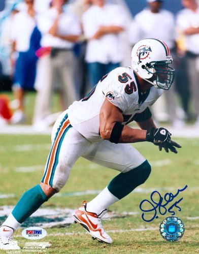 Junior Seau Autographed Miami Dolphins 8x10 Photo PSA