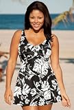 Beach Belle® Splash Plus Size V-Neck Swimdress - Women's Swimwear Plus Size Swimsuit