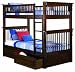 Colorado Twin over Twin Bunk Bed Antique Walnut with Raised Panel Bed Drawers