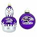 Baltimore Ravens Snowman and Ball Mini Blown Glass Ornaments