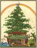 Caspari Box of 20 5-1/2 by 6-3/4 Holiday Notecards, Noah's Ark