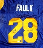 Marshall Faulk Autographed St. Louis Rams Blue Jersey HOF 20XI PSA/DNA