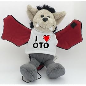 Plush Vampire toy with I Love Oto