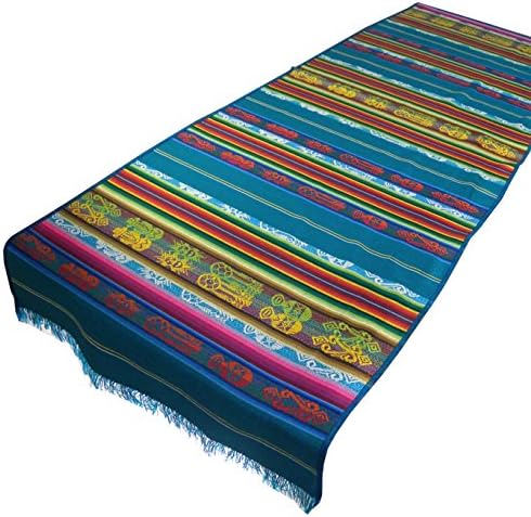 Serape Hand Woven Tablerunner, Dark Turquoise