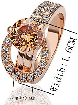 Nachonia Jewelry Fashion Rose Gold Jewelry Buckle Yellow Zircon Wedding Ring Engagement Betrothal Ring GR002