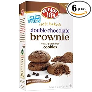 Enjoy Life Double Chocolate Brownie Soft Baked Cookies, Gluten, Dairy & Nut Free, 6-Ounce Boxes (Pack of 6)