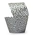 WOMHOPE 50 Pcs - Vine Cupcake Wrapper Liner - Cupcake Wrappers Muffin Cup Wrapper Packaging Shimmering Laser Cut Lace for Wedding,Party,Baby Shower,Children Birthday (Shimmery Dark Grey)