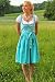 Trachten Dirndl, 3-teilig, midi, kurz, inkl. Schürze und Bluse, türkis/weiß kariert, ideale Passform, aus 100% Baumwolle, 
