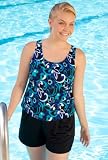 Chlorine Resistant! Beach Belle® Polynesian Blue Plus Size Racerback Shortini - Women's Swimsuit Plus Size Swimsuits