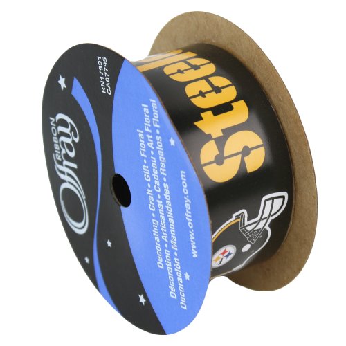 PITTSBURGH STEELERS RIBBON-PITTSBURGH STEELERS HAIRBOW RIBBON, CRAFTING RIBBON, GIFT WRAP RIBBON-1 5/16