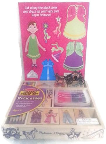 Princess Stamp and Color Bundle - 3 Items: Wooden Stamp Set, Princess Activity Book, and a Cinderella Carriage Pencil Sharpener