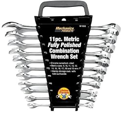 Wilmar W1062 11 Piece Metric Polished Combo Wrench Set with Rack