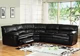 Black Leather Sectional Recliner & Sleeper (5 Year Warranty Included)