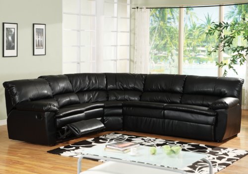 Black Leather Sectional Recliner & Sleeper