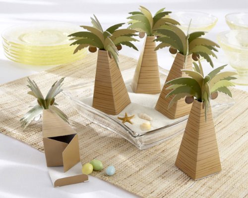 Palm Tree Favor Box with Multi-dimensional Detail (Set of 24)