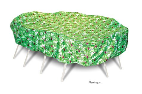 Two Dogs Designs 92-Inch Oval/Rectangle Table and Chairs Cover, Green Stripes