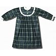 Flannel Black Watch Plaid nightgown with lace trim for toddlers.