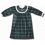 Flannel Black Watch Plaid nightgown with lace trim for toddlers.