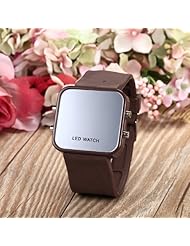 Youyoupifa Digital Display Mirror Dial LED Sport Watch (Coffee)