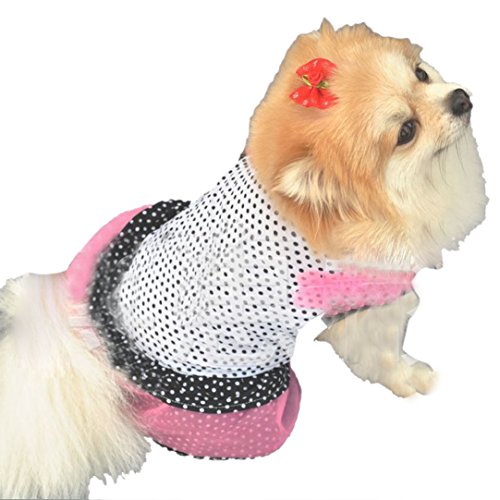Mosunx(TM) Fashion Puppy Dog Princess Dress Dog Dot Skirt Pet Dog Dress (L, B)