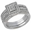 14K White Gold Pre Set Diamond Bridal Ring Set (3-piece ring set)