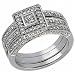 14K White Gold Pre Set Diamond Bridal Ring Set (3-piece ring set)