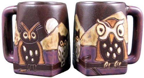 One (1) MARA STONEWARE COLLECTION - 12 Oz Coffee Cup Collectible Square Bottom Dinner Mugs - Night Owl