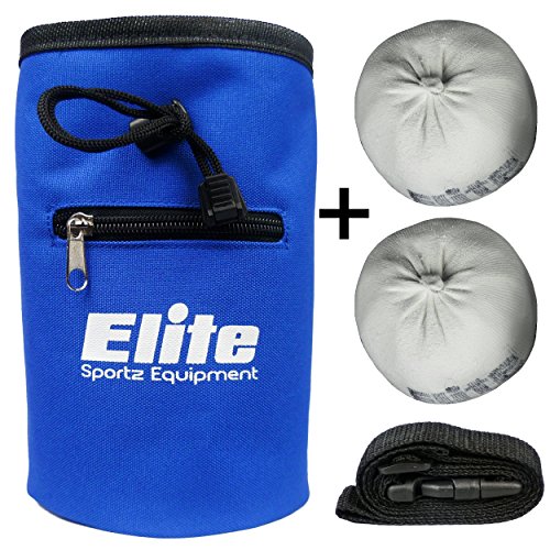 Elite Sportz EquipmentChalk Bag for Rock Climbing with 2 Chalk Balls– Leak Proof Drawstring & Secure Zipper Pocket