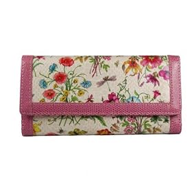 Spring Floral Print Checkbook Clutch Wallet in Choice of Trim Colors