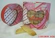 8 ounces Mini CHERRY ALMOND Biscotti in an Oval Valentine's Day box
