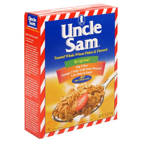 Uncle Sam Toasted Whole Wheat Flakes & Flaxseexd Original Cereal, 10-Ounce Boxes (Pack of 6)