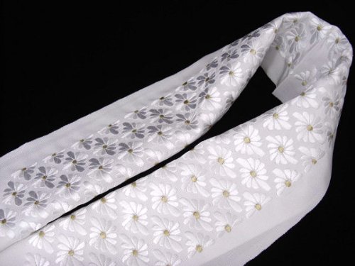 着物美人 刺繍 半衿 半襟 はんえり 女性用 【 白 金 菱菊 】a335730-4E