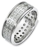 8.5mm contemporary white gold diamond wedding band ring (2.00cts diamonds 14K Gold)