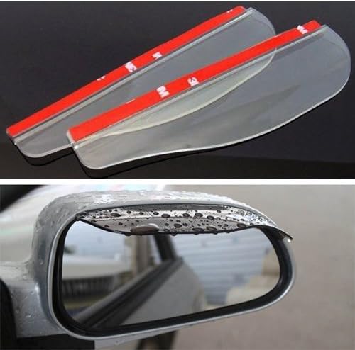 Pair of Stanniz(TM) Universal Fit Flexible Side Mirror Shade Rain Snow Sun Visor Guard - Clear