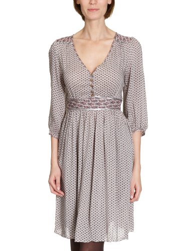NafNaf Damen Kleid/ Knielang R40, Gr. 36 (FR38), Beige (1632 Dune/bleu marine) Preisvergleich