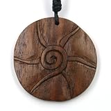 Sonne Symbol Schmuck aus Holz, Kettenanhänger zeitlos natürlich Durchmesser 4cm, inkl Textilband