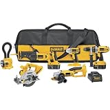 Factory-Reconditioned DEWALT DC6PAKIAR Heavy-Duty XRP 18V Cordless Hammerdrill/Drill/Driver/Circular Saw/Reciprocating Saw/Impact Driver/Cut-Off Tool/Flexible Floodlight Combo Kit