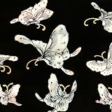 Handmade Oriental Black Lacquer Mother Of Pearl Jewelry Box With Mirror & Felt Lining - Butterflies
