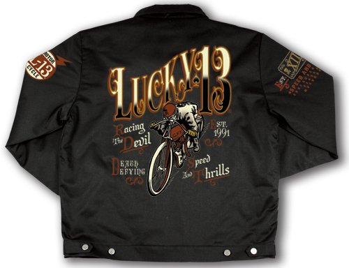  Motorcycle Daredevil Quilted Lined Biker Chino Jacket, Racing the Devil, Lucky 13