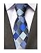 Mens Blue Grey Silk Plaid Ties Checks Personalized Necktie Son Dad Birthday Gift