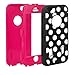 QIBOX Armor Hybrid Polka Dot Soft Silicone PC Hard Back Case Cover for Apple iPhone 5C - Black + White + Hot Pink