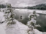 A Fisherman Tries His Luck in the Yellowstone River Photographic Poster Print by Annie Griffiths Belt, 30x40