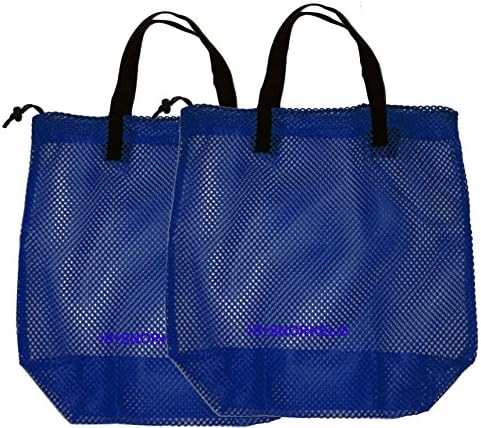 2 Pack-Baja Beach Mesh Bag Tote (Swim, Toys, Boating, Etc.) (Blue)