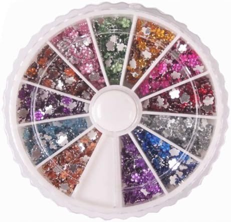 Generic 3d Wheel Nail Art Decal Glitter Flower 1200 PCS Rhinestones Glitters Gems 12 Different Colors for Your Beauty by Venuse