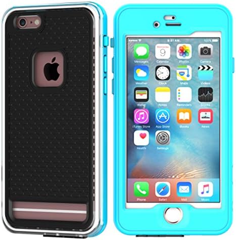 iPhone 6 Plus Waterproof Case, iPhone 6s Plus Case [newest version] [ultra thin] Full-Body Underwater Durable Full Sealed Protection Case Cover for Apple iPhone 6 Plus 5.5-inch (Black+Light Blue)