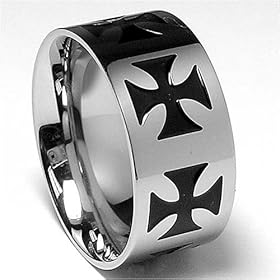 10MM Stainless Steel Ring with IRON CROSS Design sizes 9 to 14