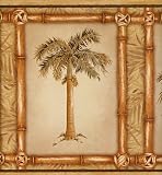 Beige Framed Palms Wallpaper Border