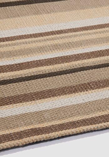 Global Accents Satin Collection - (5'x8') Stripes Cotton Flat Weave Pattern Accent Royal Area Rugs for Living, Indoor & Dining Room with Decorative Printed Patterns, Fabric Backing, Color Gold Sand Brown Beige Ivory - Stripes Rug - Made in India